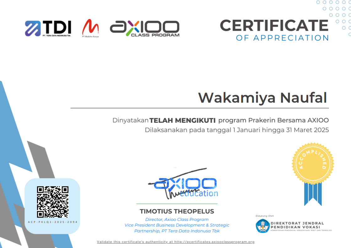 Axioo Certificate